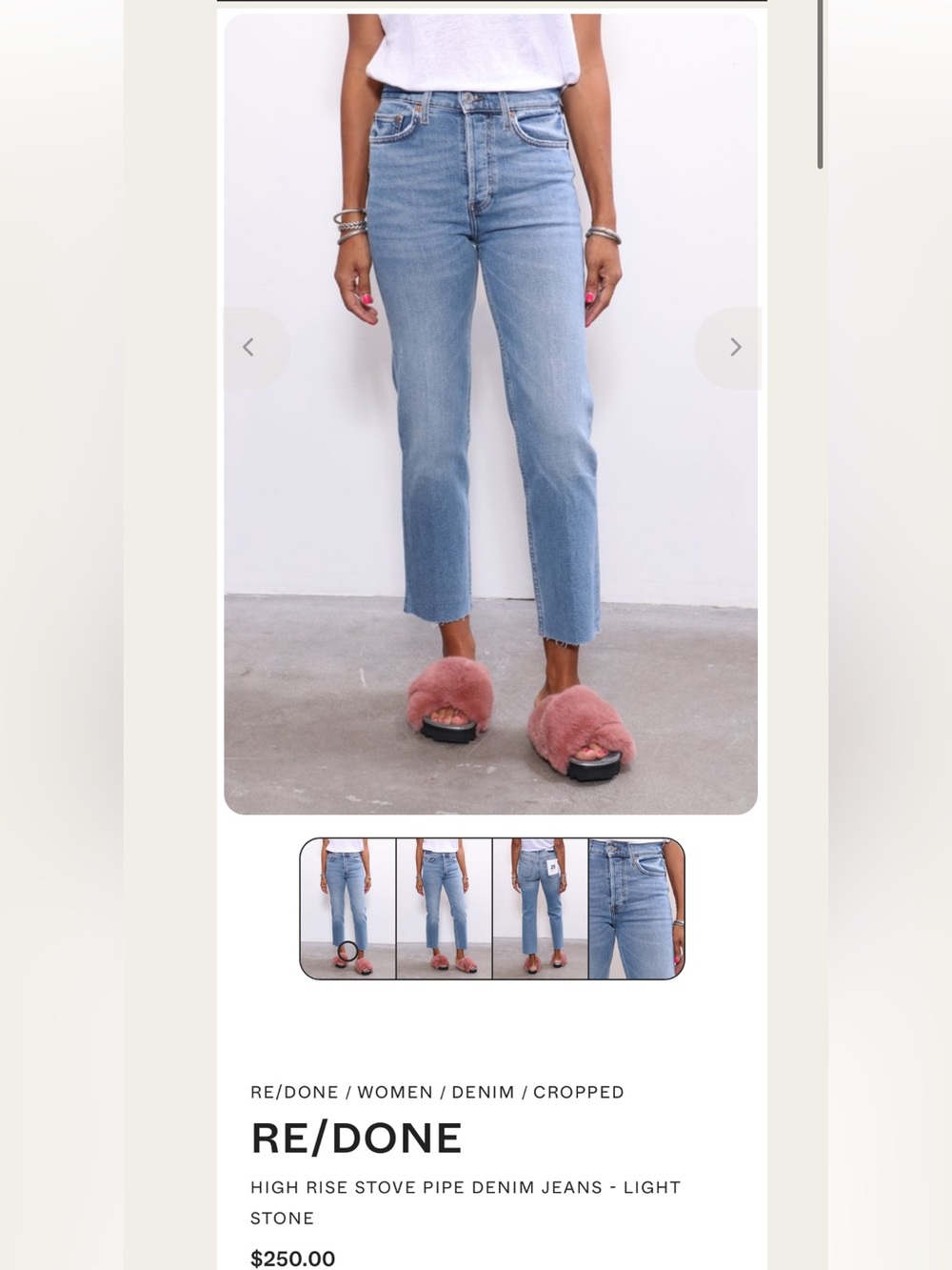 Re/Done Light Blue High-Rise Cropped Jeans